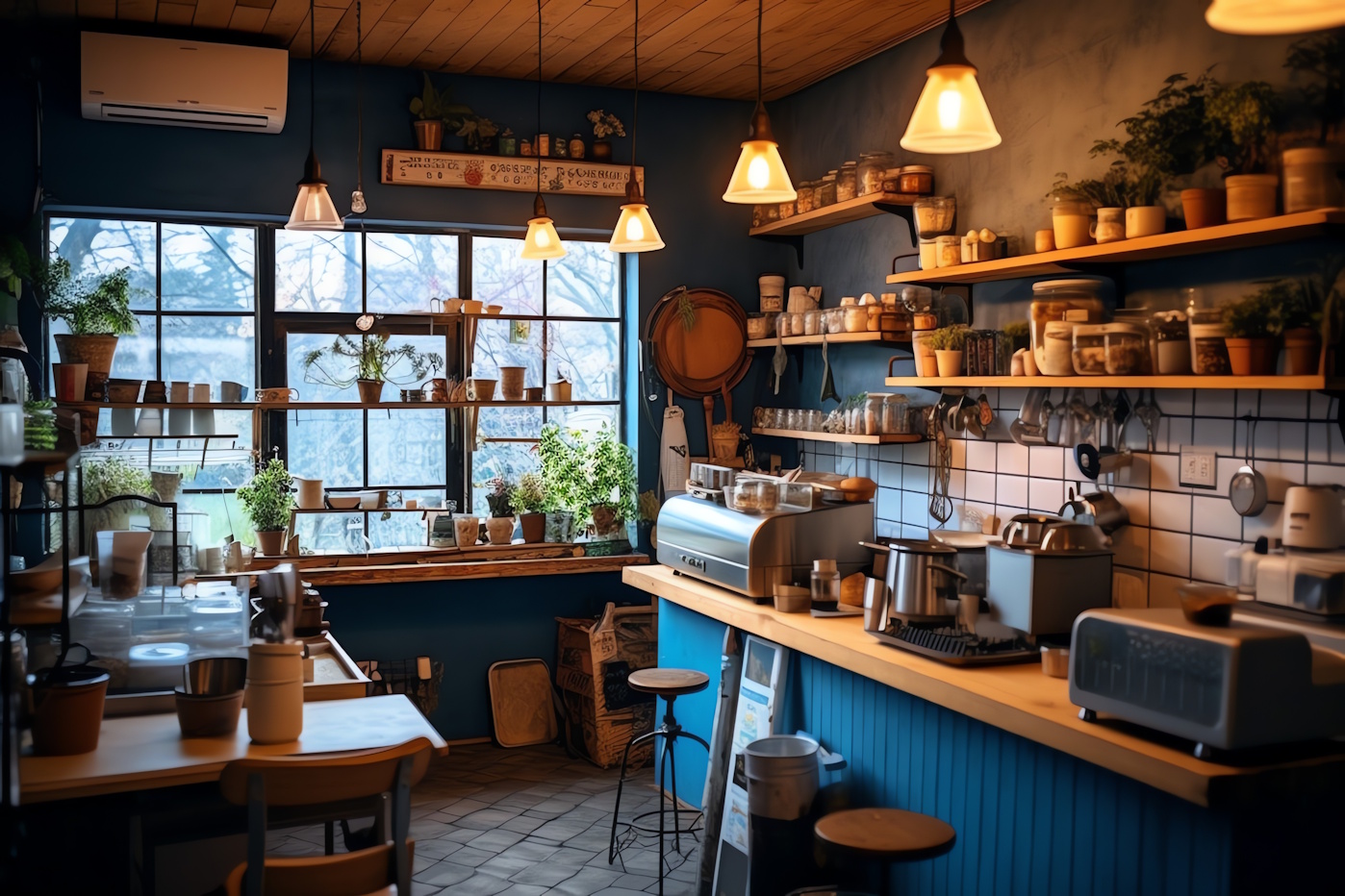 air conditioning unit installed in a restaurant