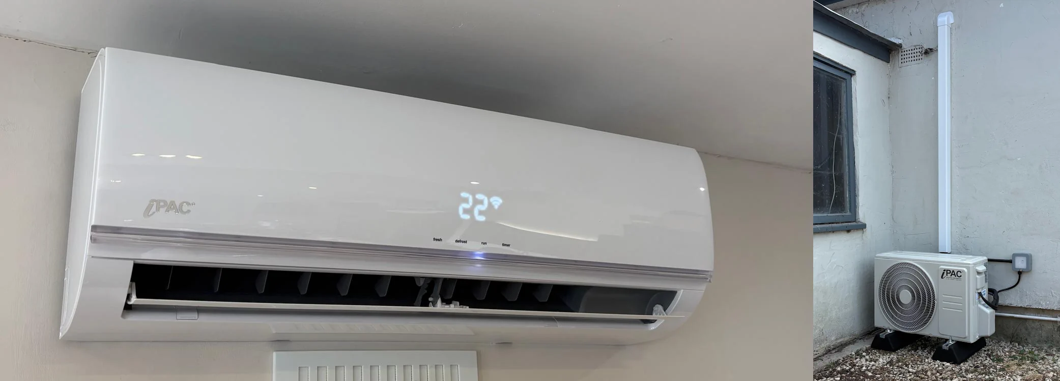 12000BTU air conditioning outdoor unit installed in an outbuilding in Gosport